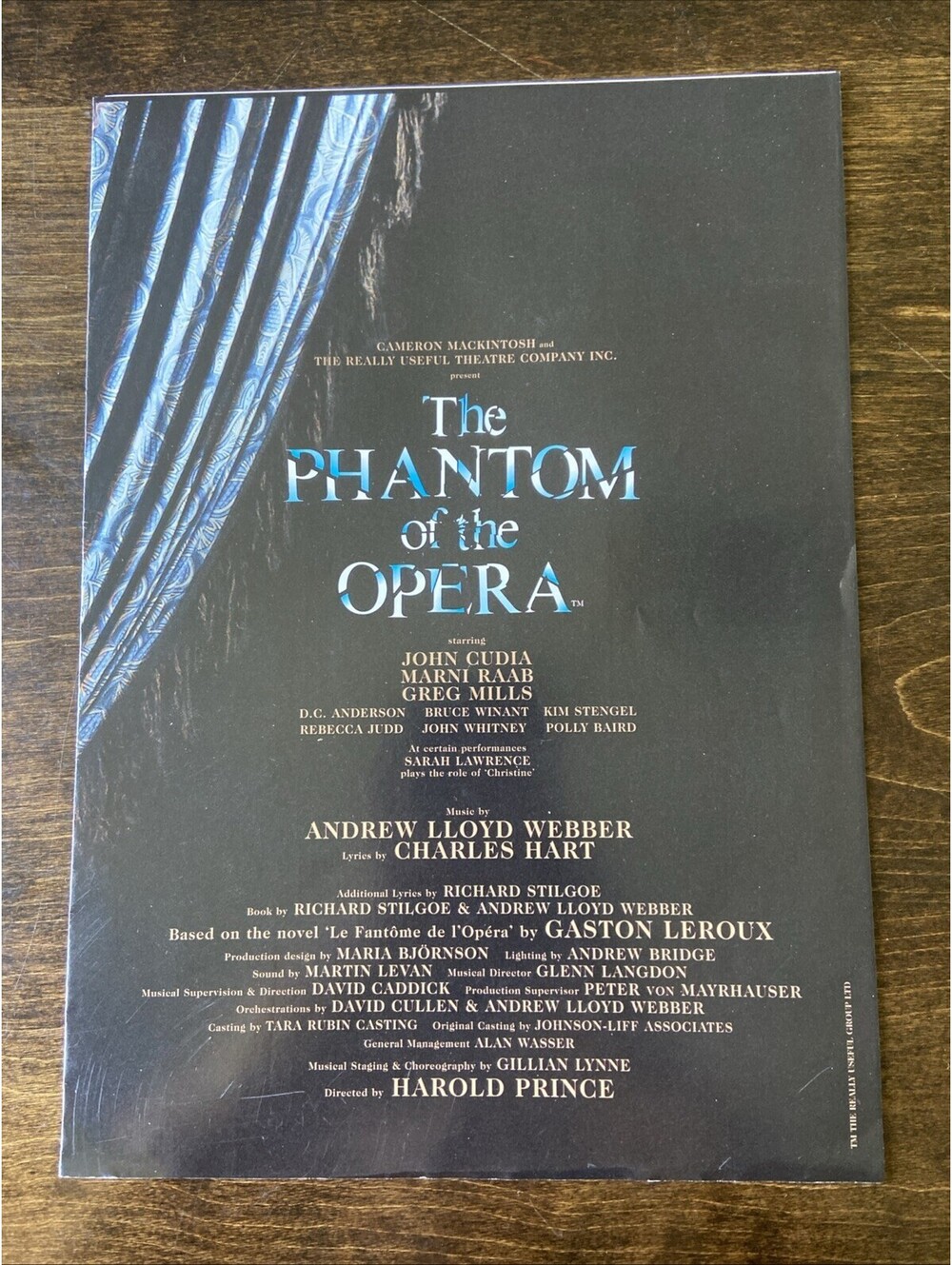phantom of the opera Program 2007 Toronto Production Broadway Musical